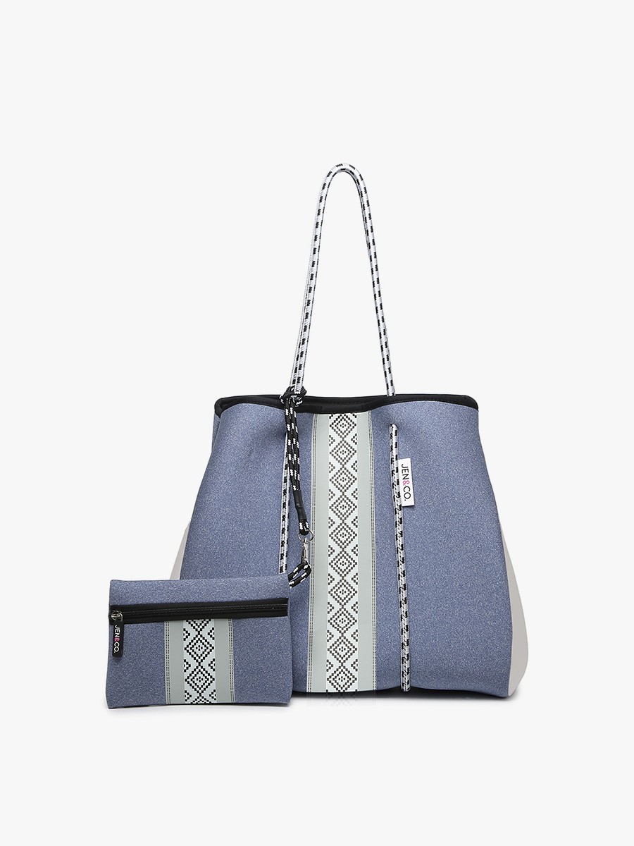 Annabella Large Striped Neoprene Tote