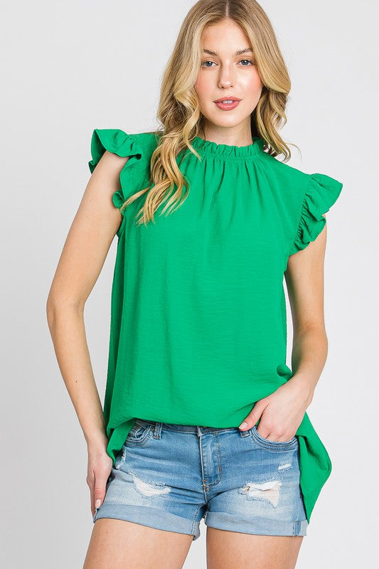 Detailed Ruffle Short Sleeve Top