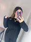 Reverse Seam Long Sleeve Top / Black