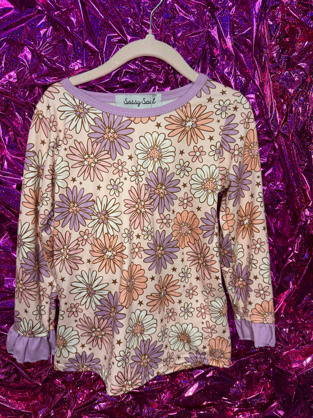 Purple Floral Pajama Set