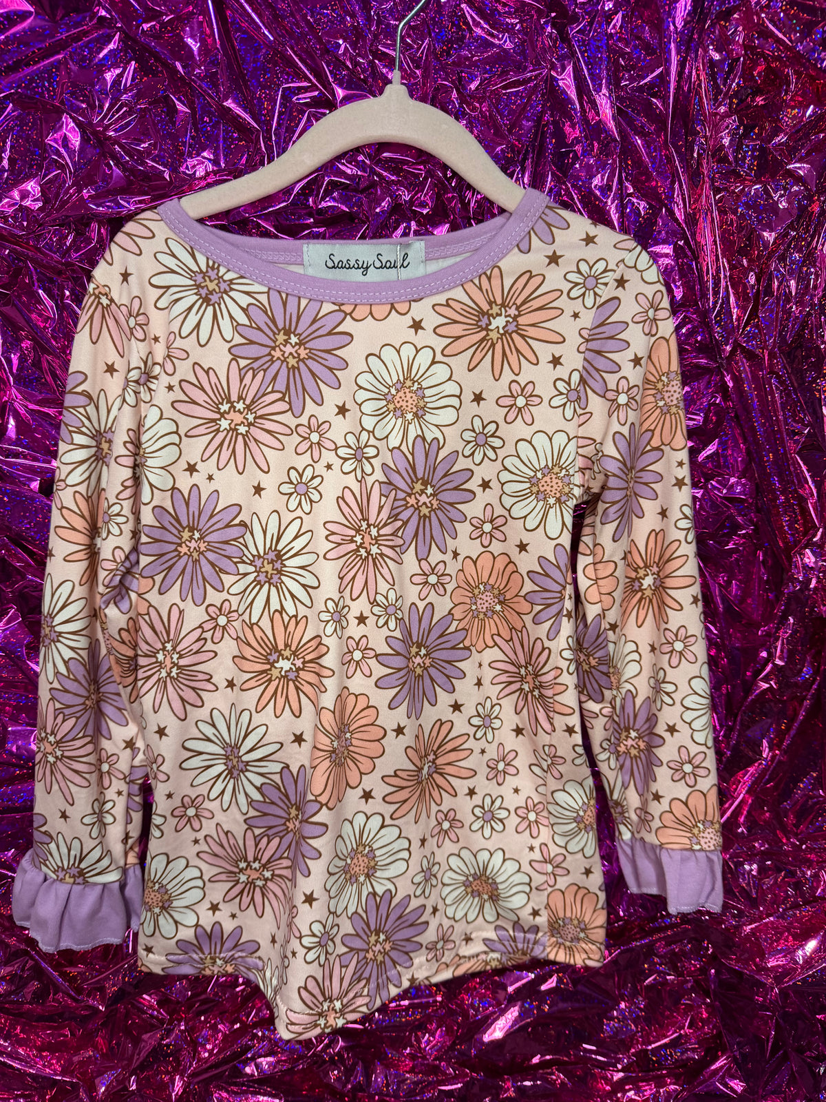 Purple Floral Pajama Set