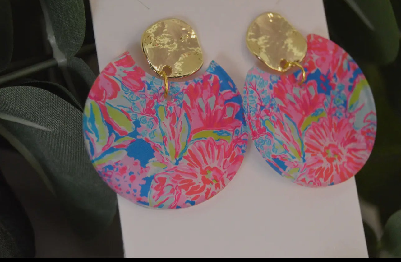 Preppy Floral Gold Earrings