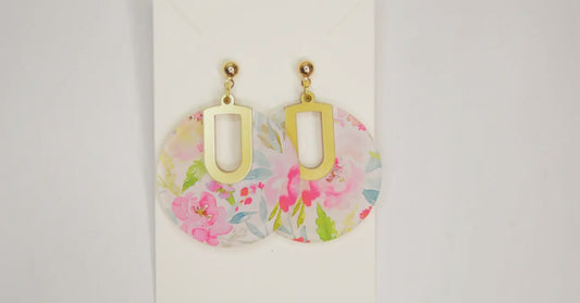 Floral Notch Filled Circle Earrings
