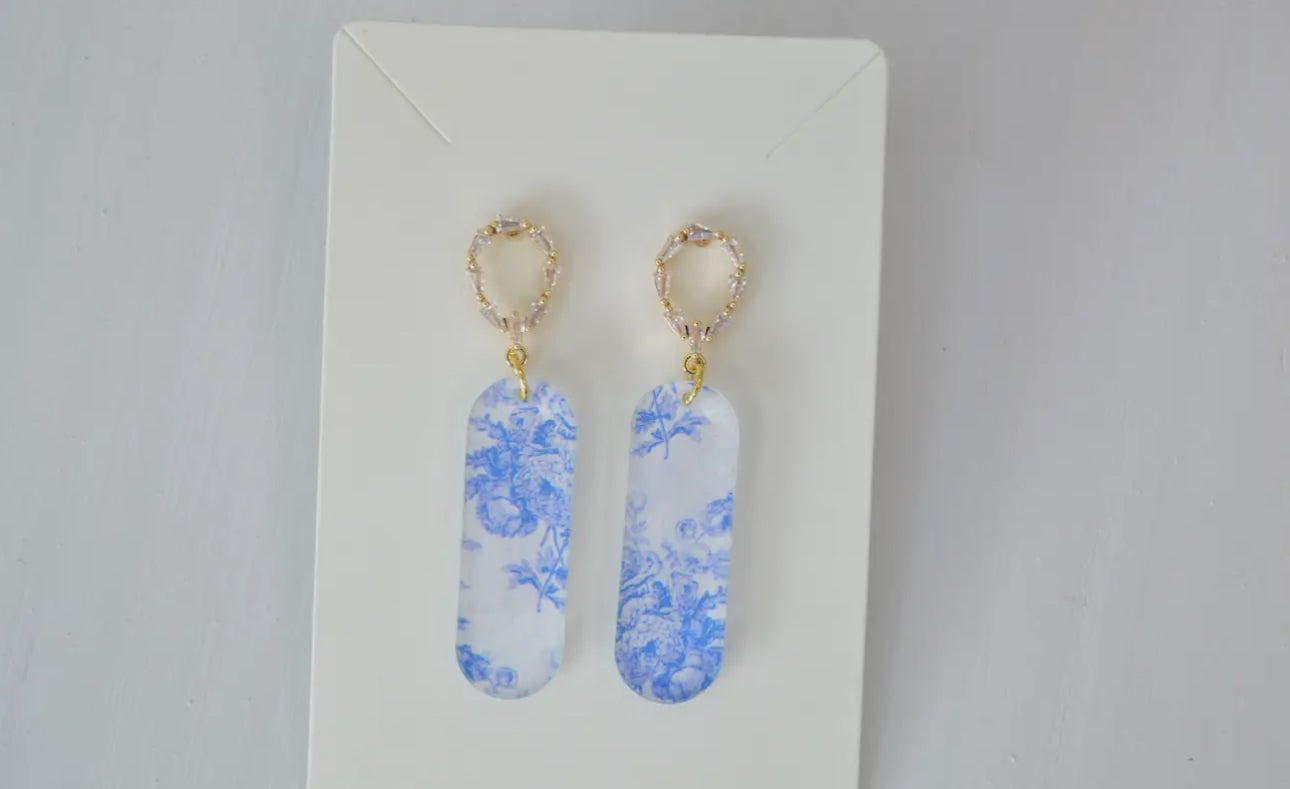 Long Oval Dangle Earrings
