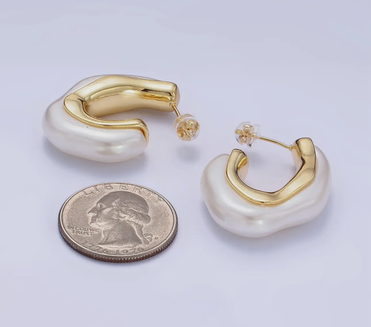 24K gold filled 30mm pearl earrings