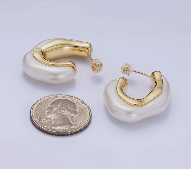 24K gold filled 30mm pearl earrings