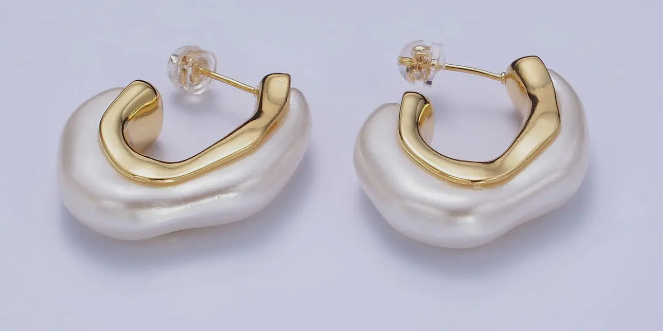 24K gold filled 30mm pearl earrings