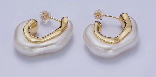 24K gold filled 30mm pearl earrings