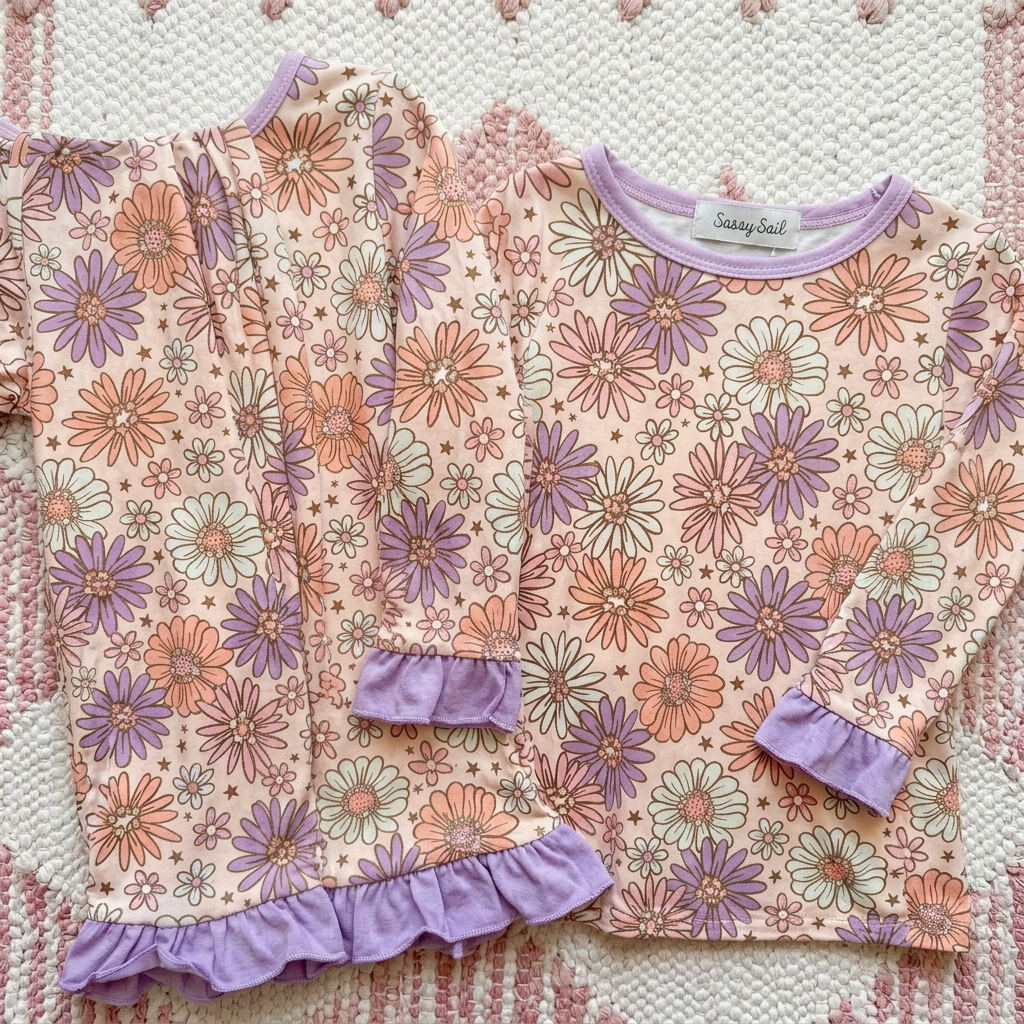 Purple Floral Pajama Set