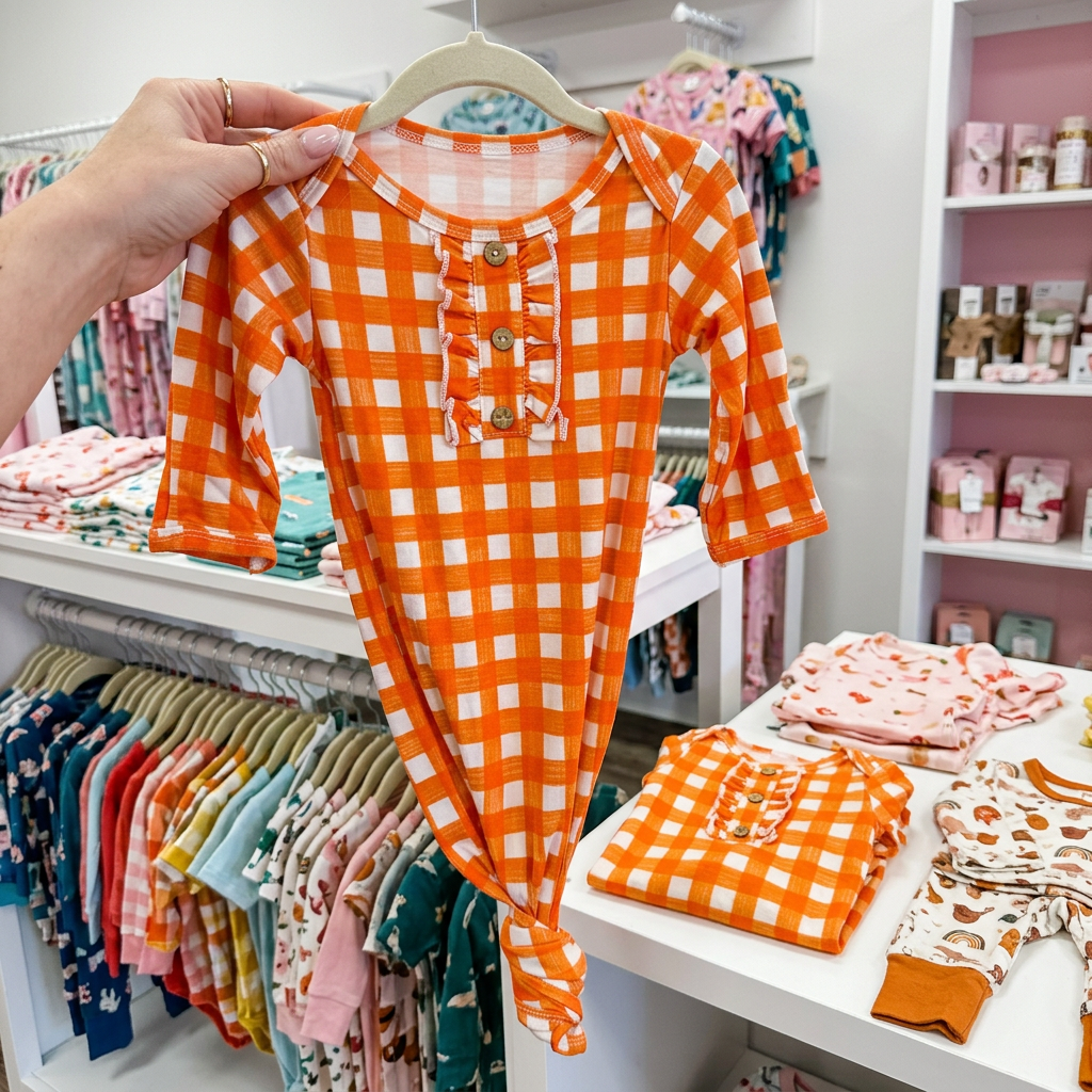 Orange Checkered Sleeper / Bamboo
