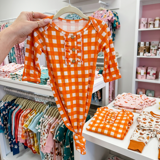Orange Checkered Sleeper / Bamboo