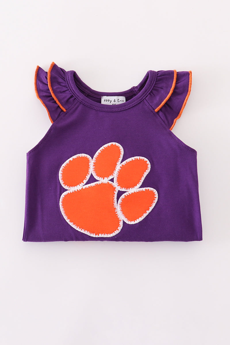 Purple I love clemson applique ruffle bubble