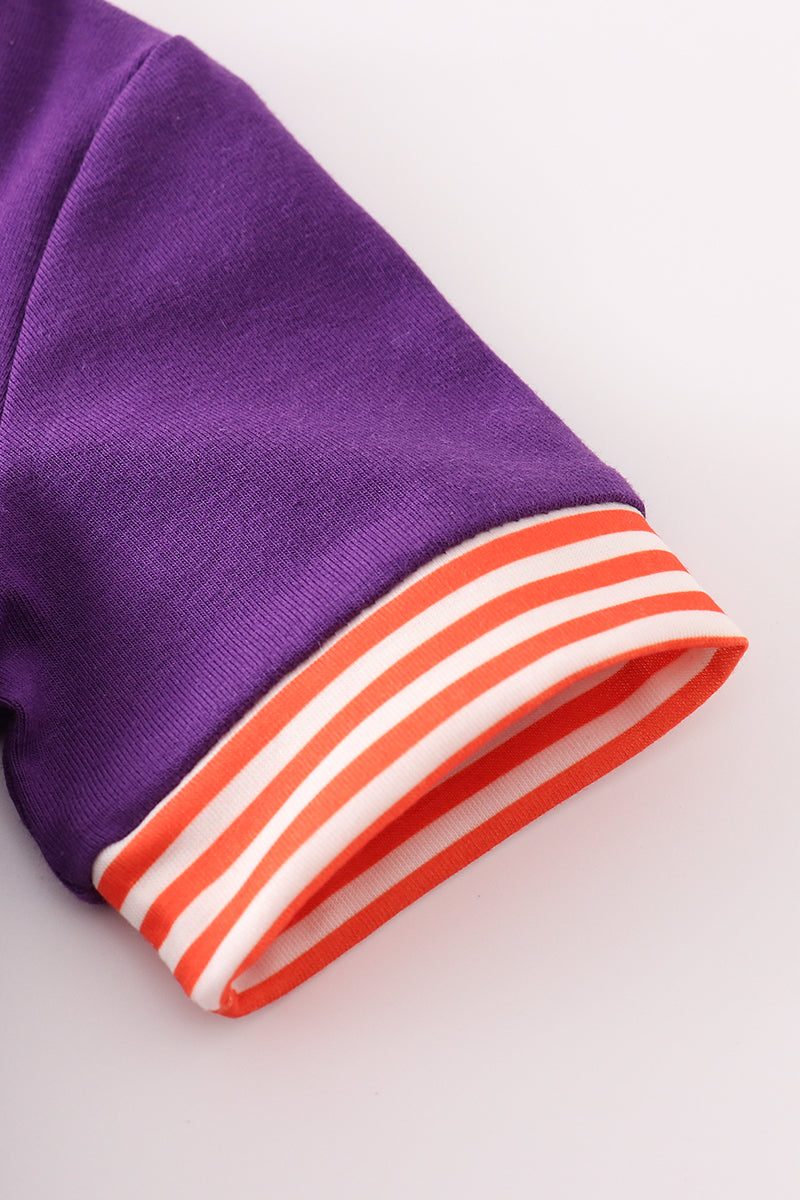 Purple I love clemson applique bubble