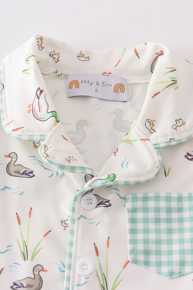 Sage duck girl pajamas set