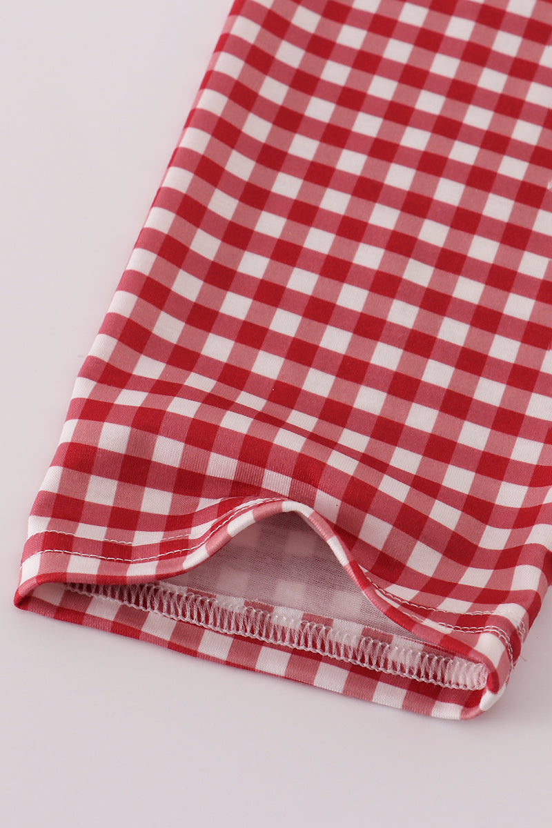 Alabama embroidery gingham pullover & pants set