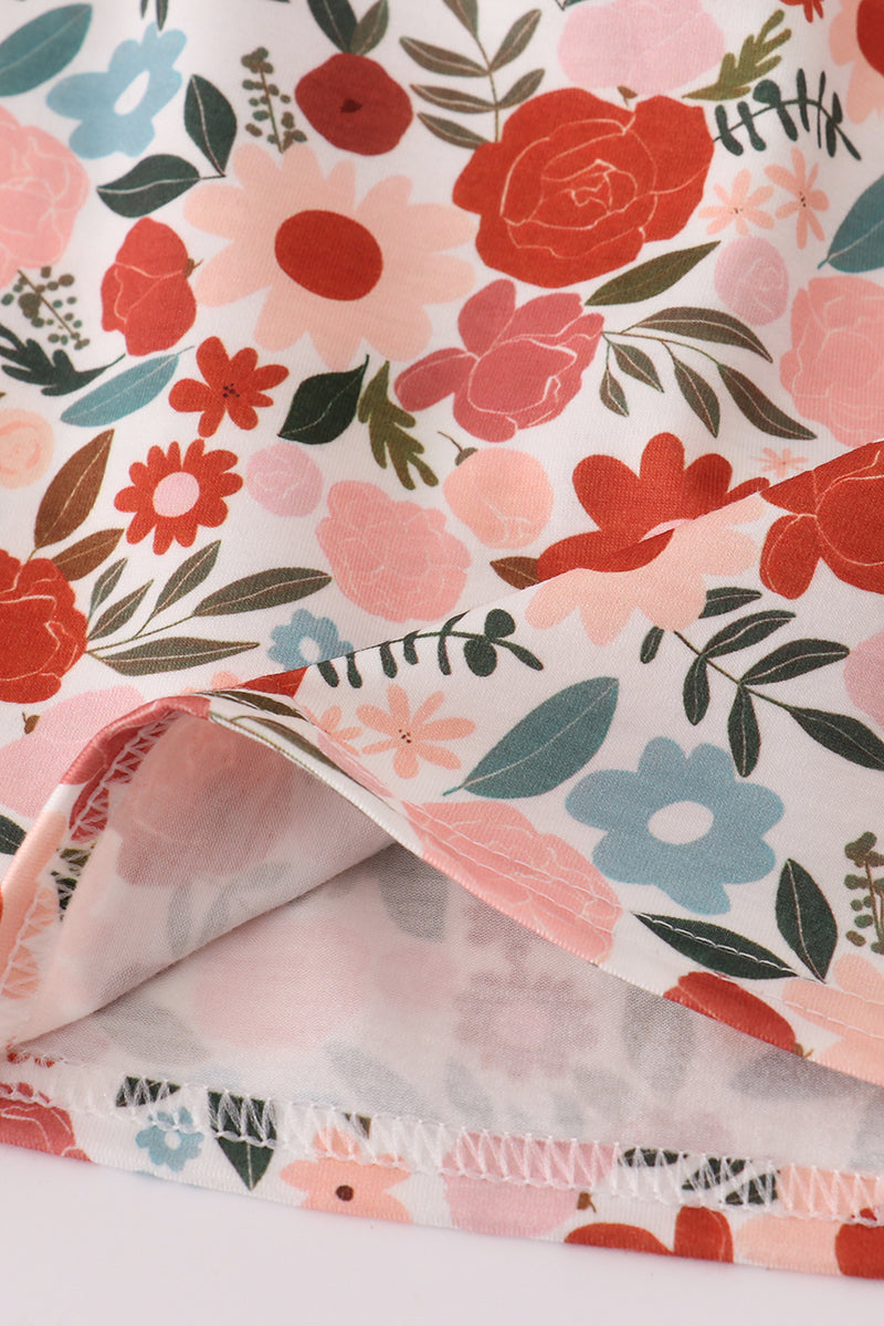 Fox embroidery floral print dress