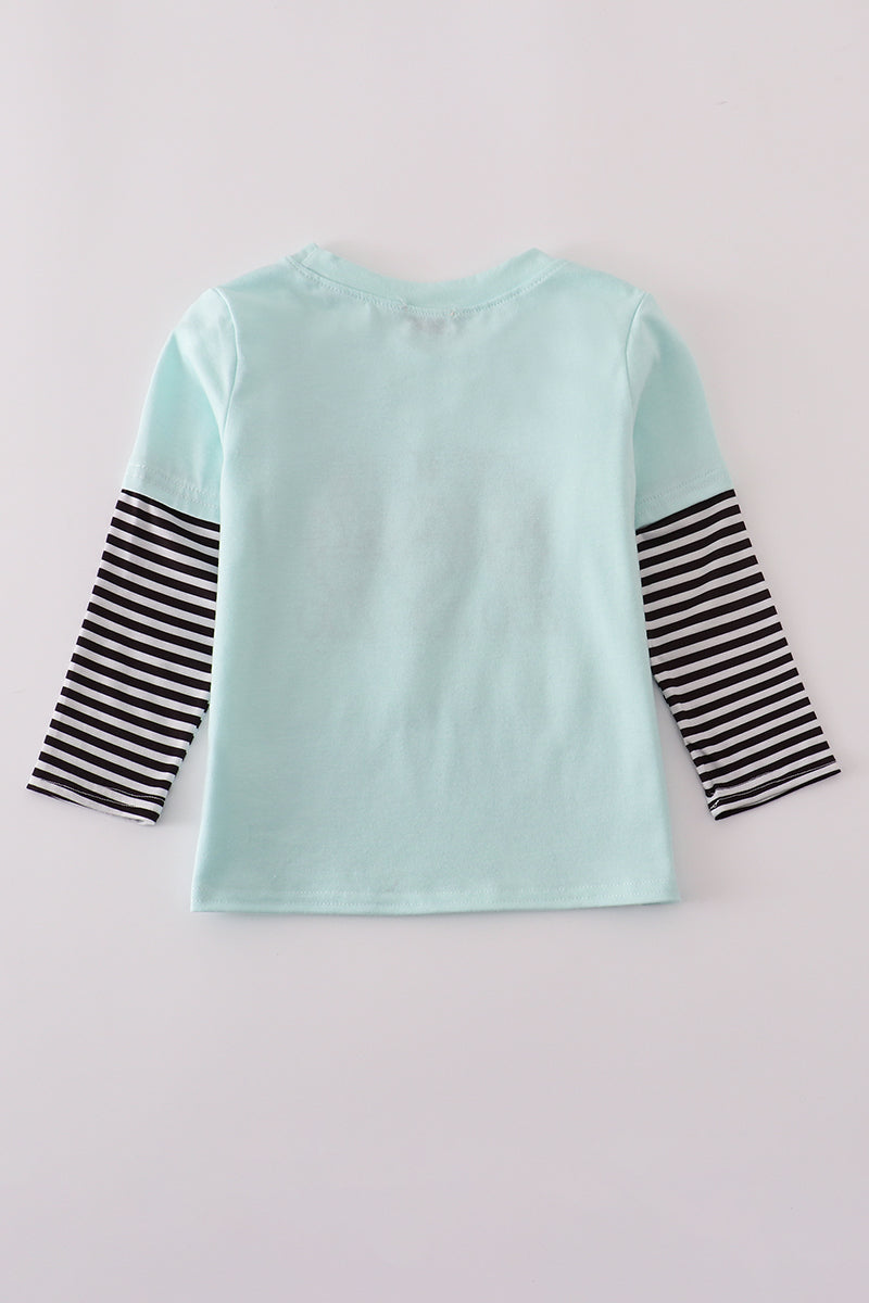 Blue GOIN TO THE ZOO embroidery top