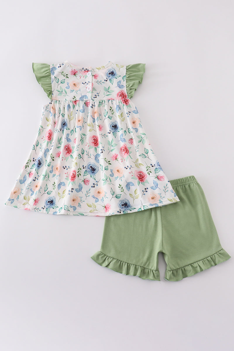 Green garden rose set