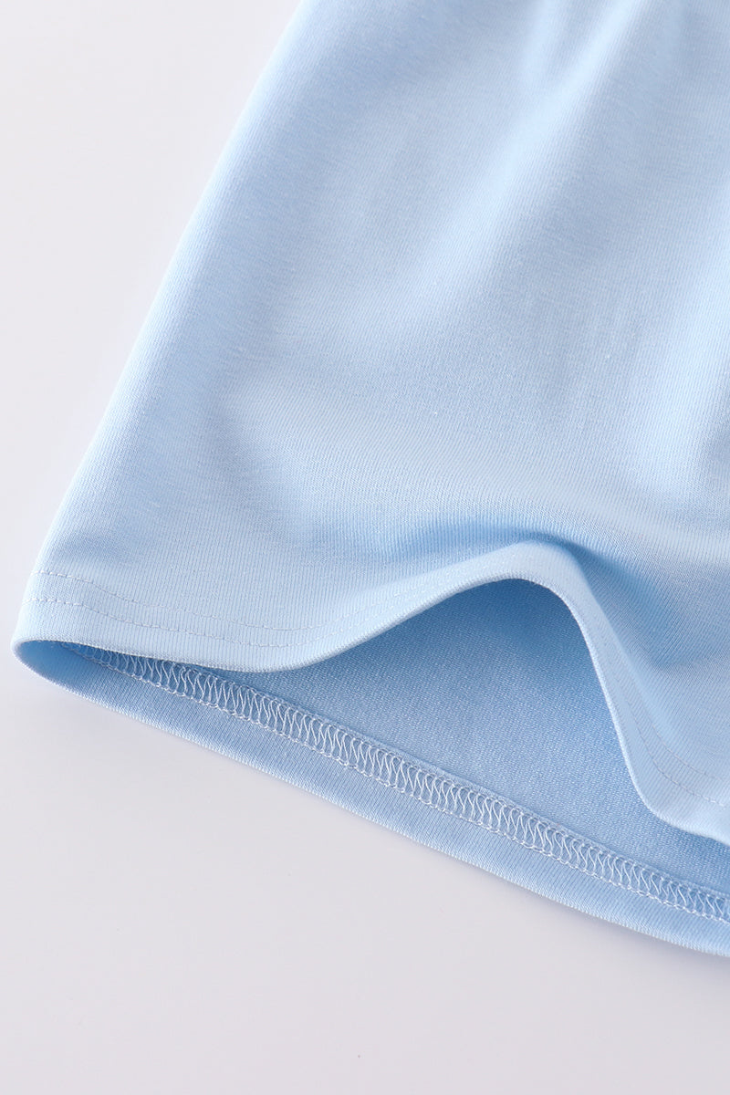 Blue zoo animals print shorts set