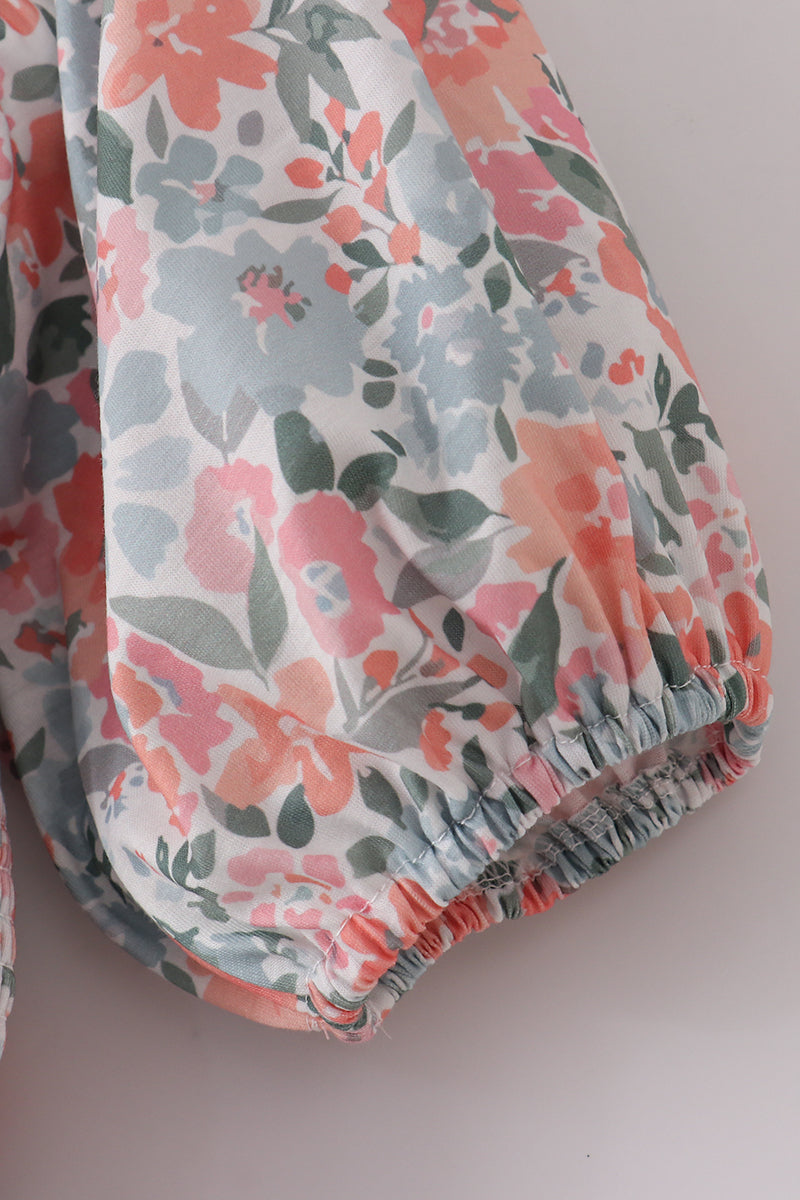 Green garden bloom smocked mom&me dress