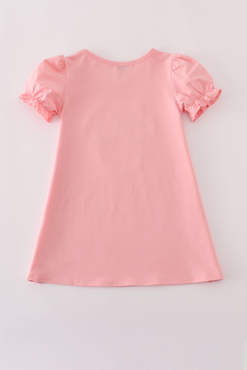 Pink floral character applique dress