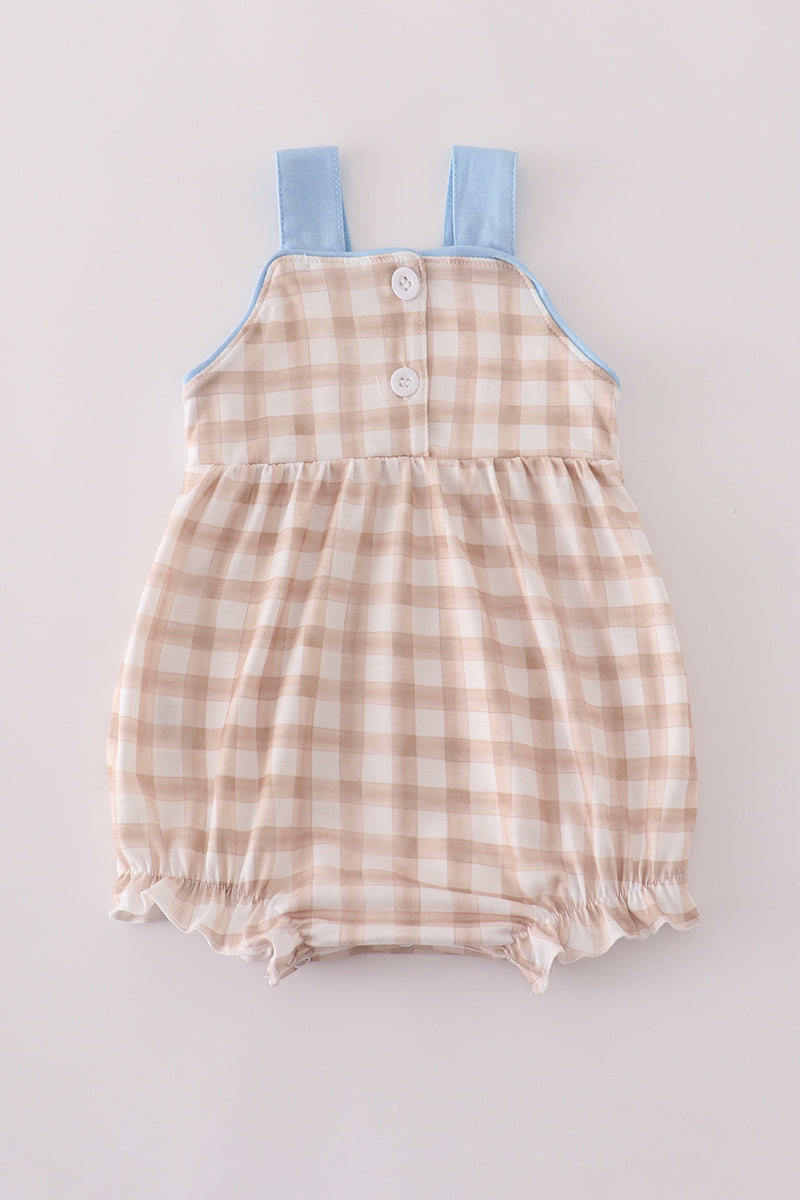 Beige puppy embroidery gingham bubble