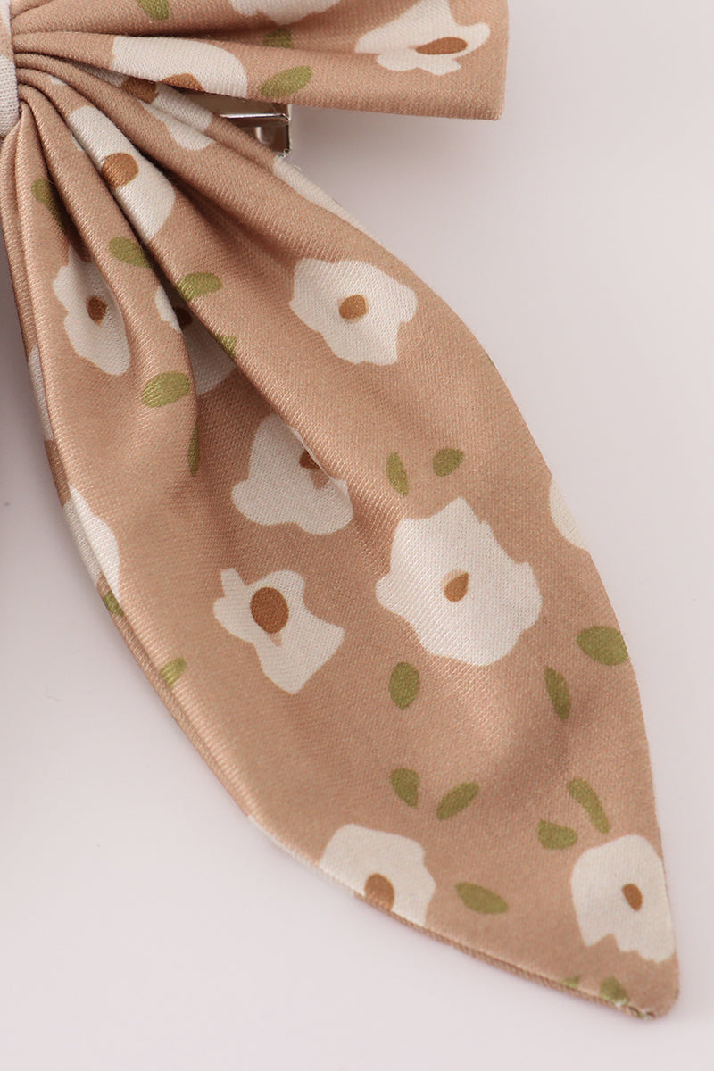Mustard & mint floral print hair sailor bow