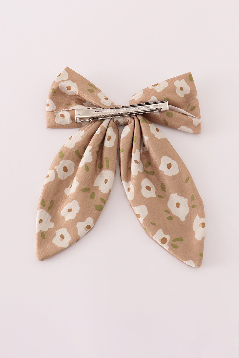 Mustard & mint floral print hair sailor bow