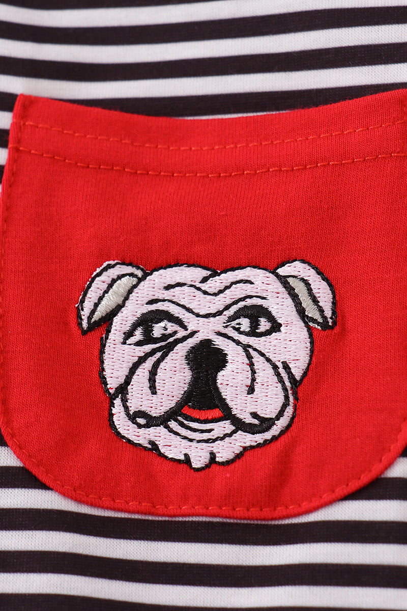 Georgia bulldog embroidery stripe top