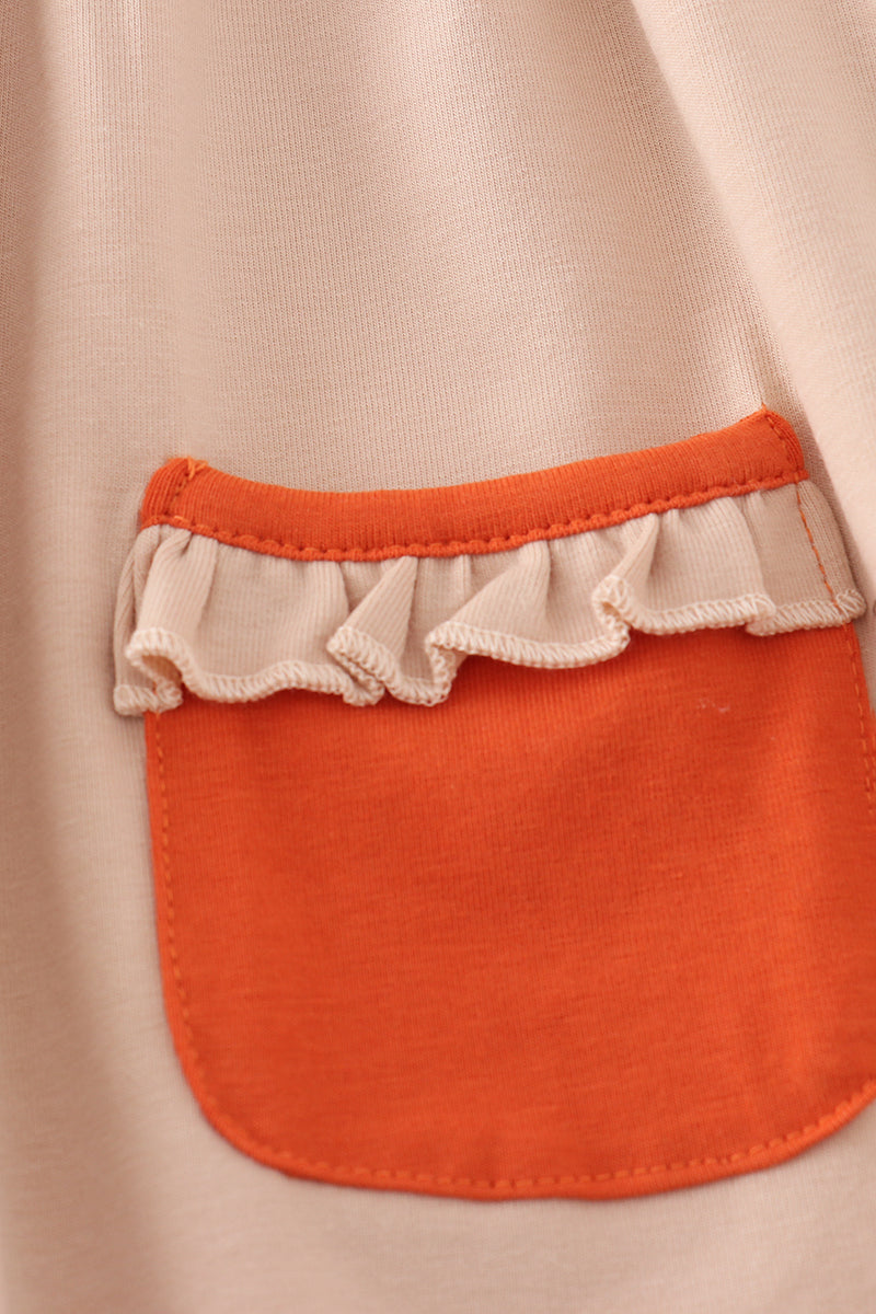 Rust isaiah embroidery ruffle pants set