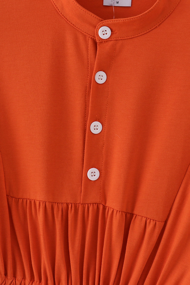 Rust tiered mom ruffle dress