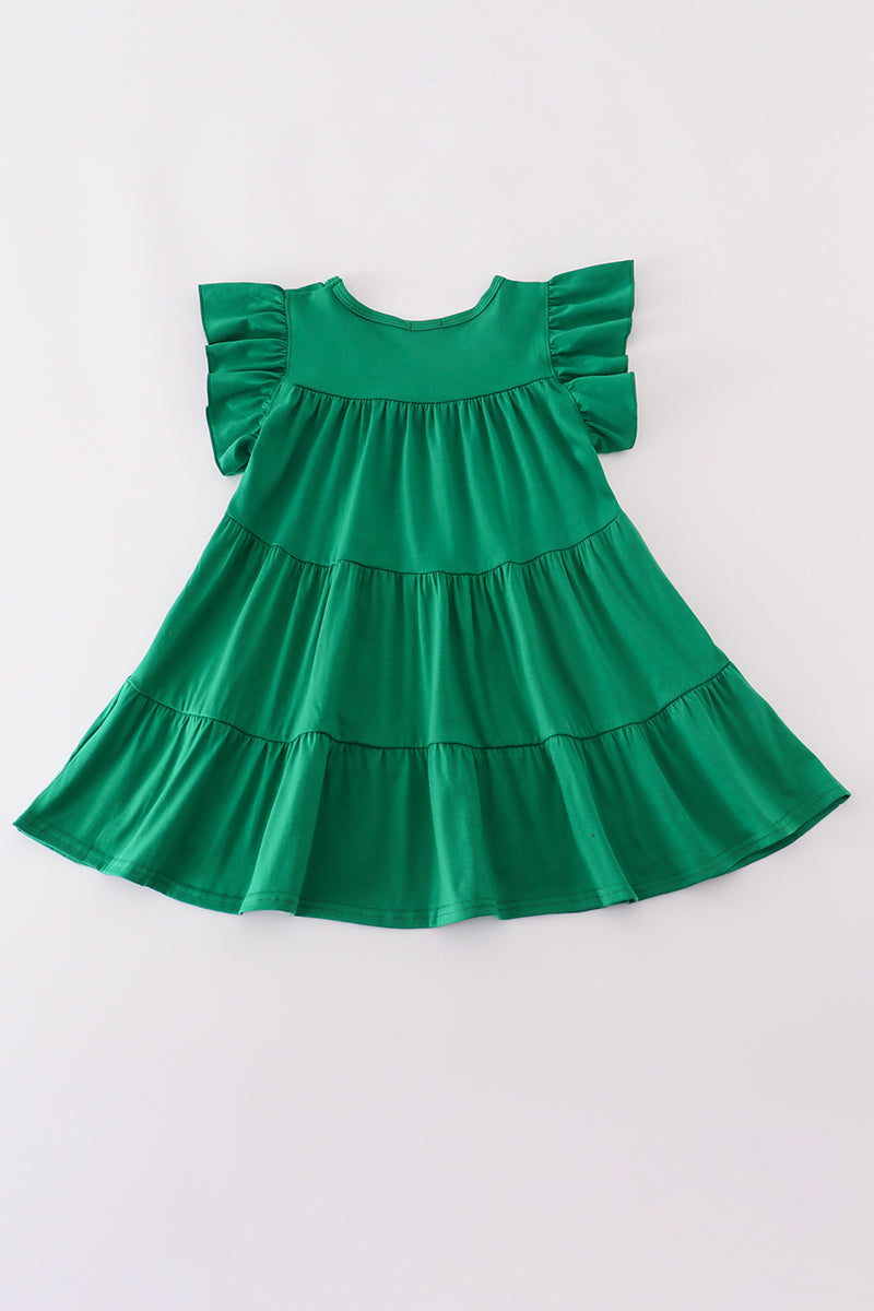 Green christmas sequin tiered girl dress