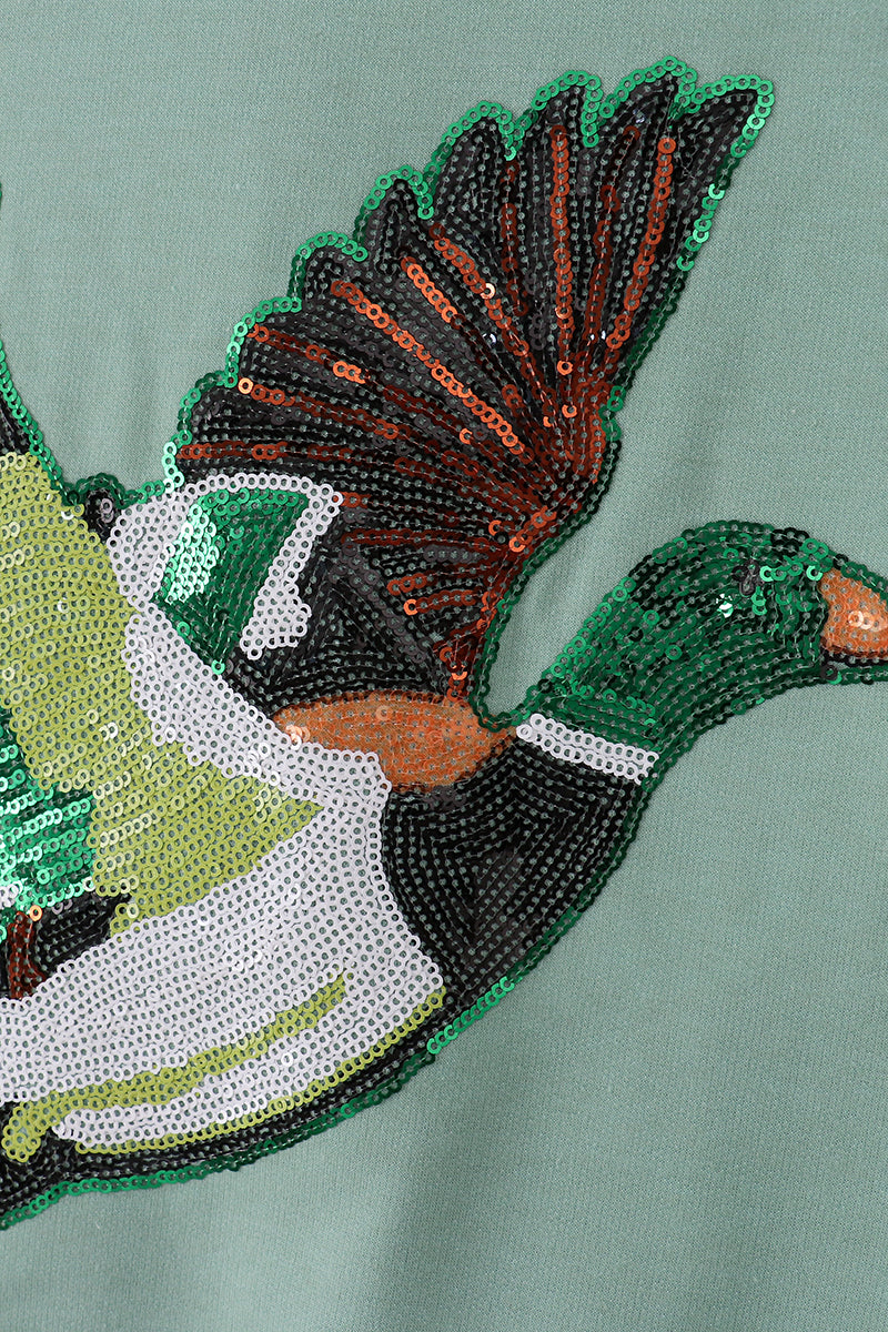 Sage duck sequin mom&me top