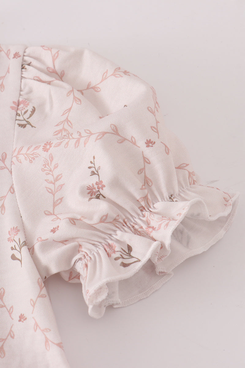 Pink floral print ruffle bloomer set