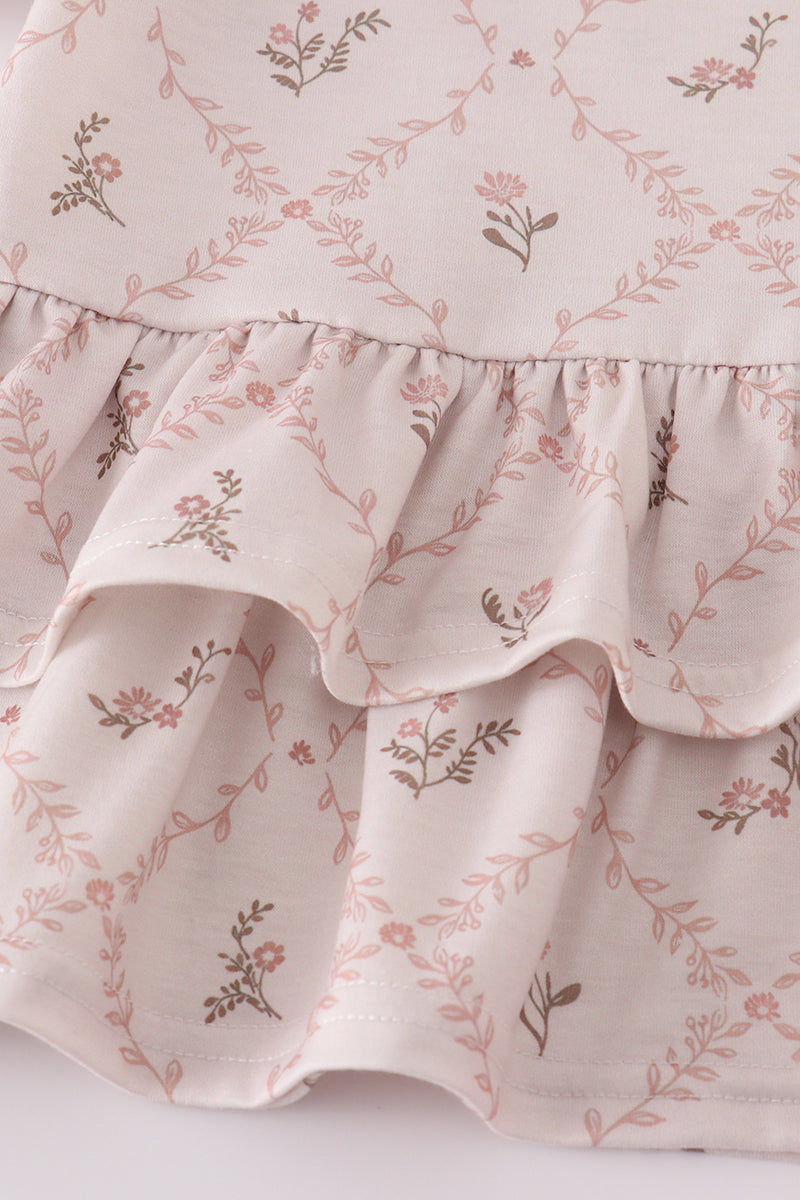 Pink floral print ruffle bloomer set