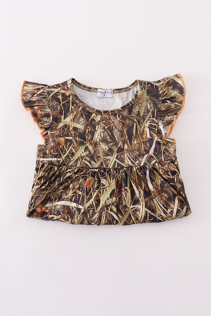 Camouflage ruffle pants set