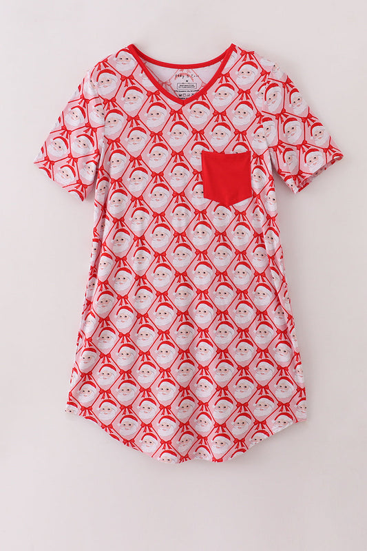 Red santa claus print bamboo mom gown