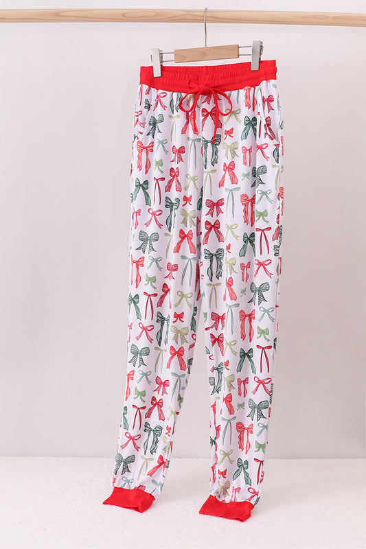 Red bow bamboo mom pajamas pants