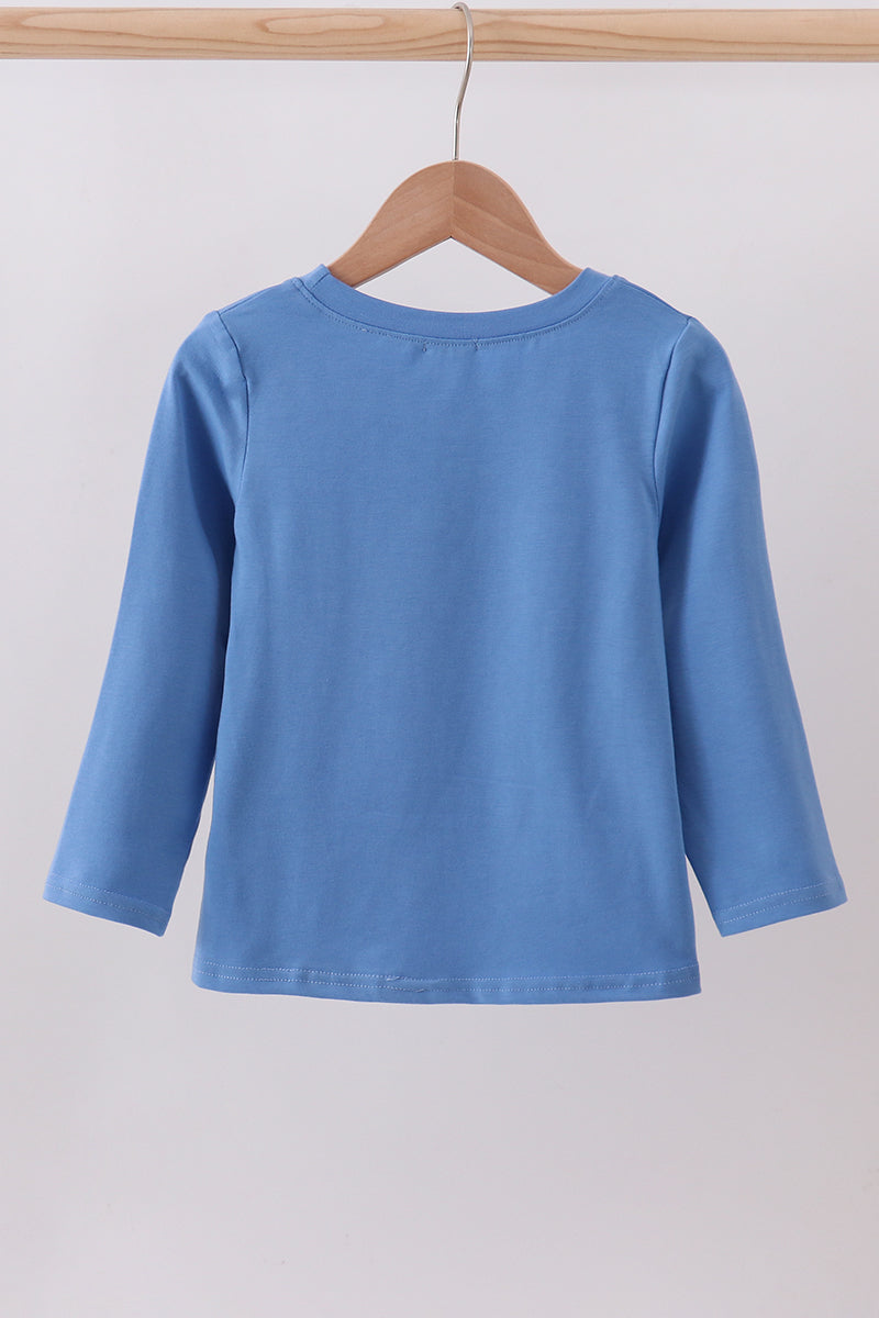 Blue train smocked top