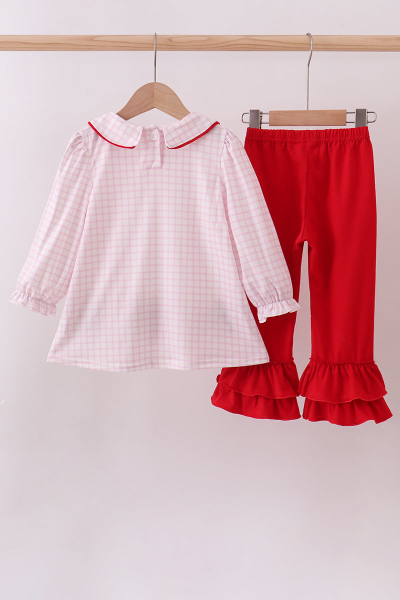 Red princess embroidery pants set