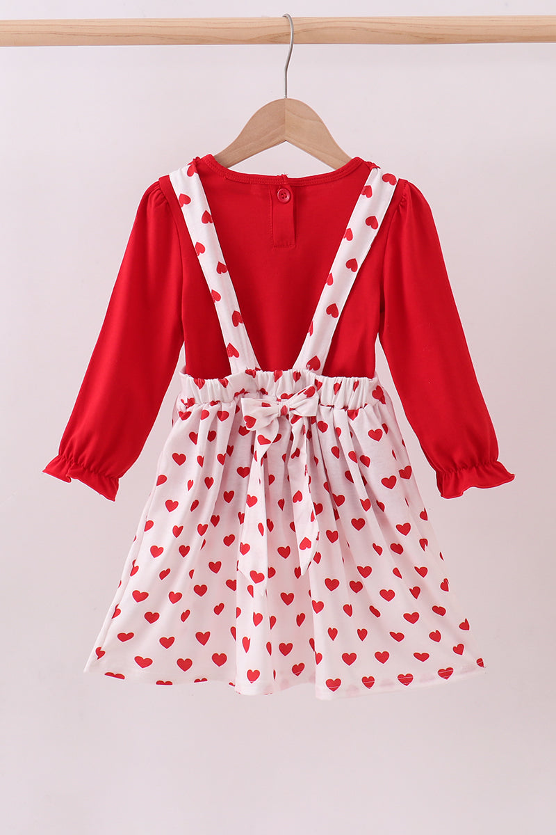 Red heart applique ruffle 2pc set