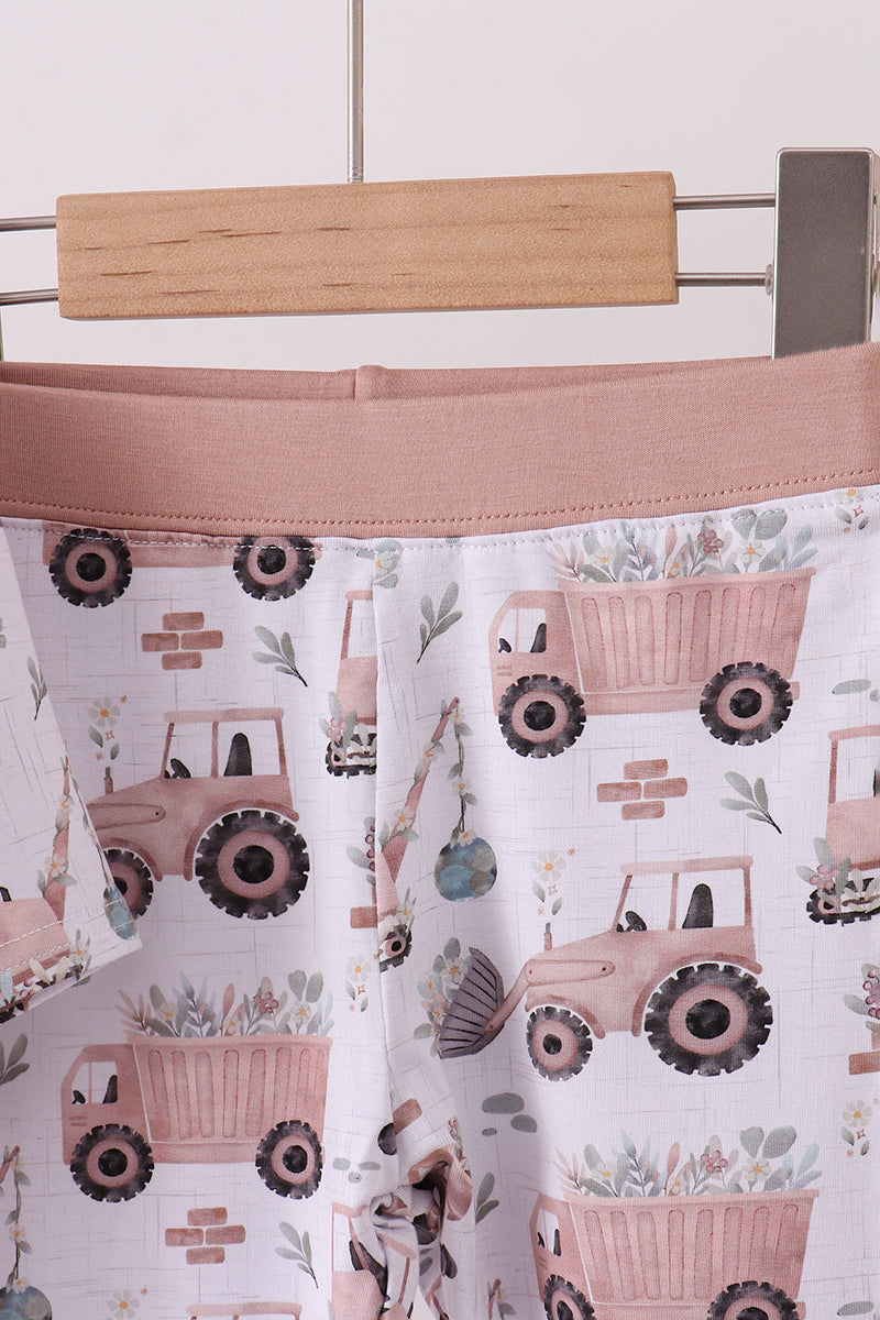 Khaki crane bamboo pajama pants set