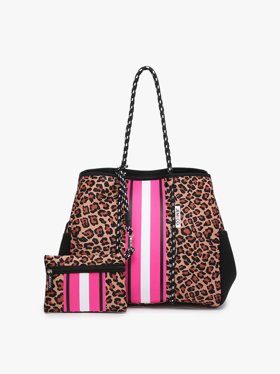 Annabella Large Striped Neoprene Tote