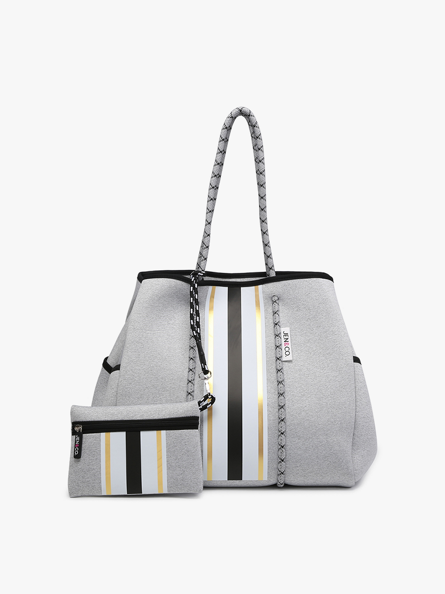 Annabella Large Striped Neoprene Tote