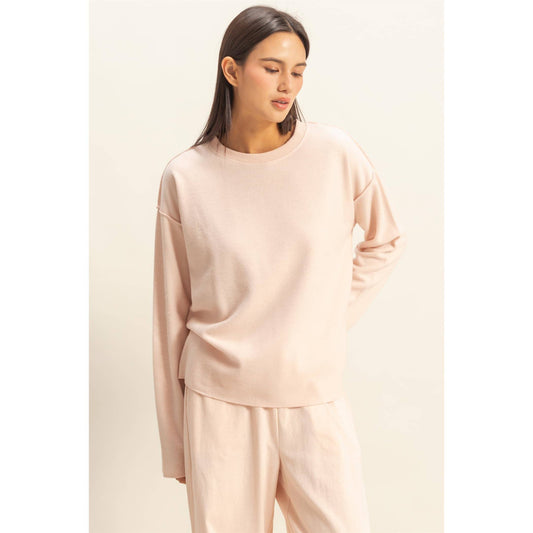 Reverse Seam Long Sleeve Top / Black