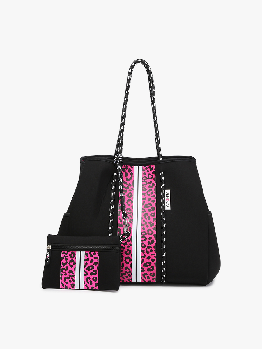 Annabella Large Striped Neoprene Tote